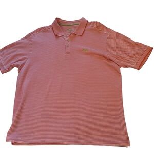 Tommy Bahama‎ Salmon Striped Polo ~Shirt Size XL~ Business or Vacation